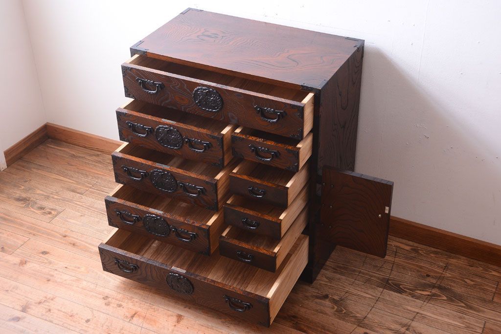 中古　民芸家具　駿河民芸　片開き戸付き箪笥