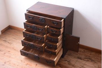 中古　民芸家具　駿河民芸　片開き戸付き箪笥