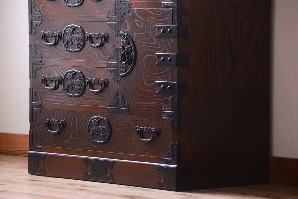 中古　民芸家具　駿河民芸　片開き戸付き箪笥