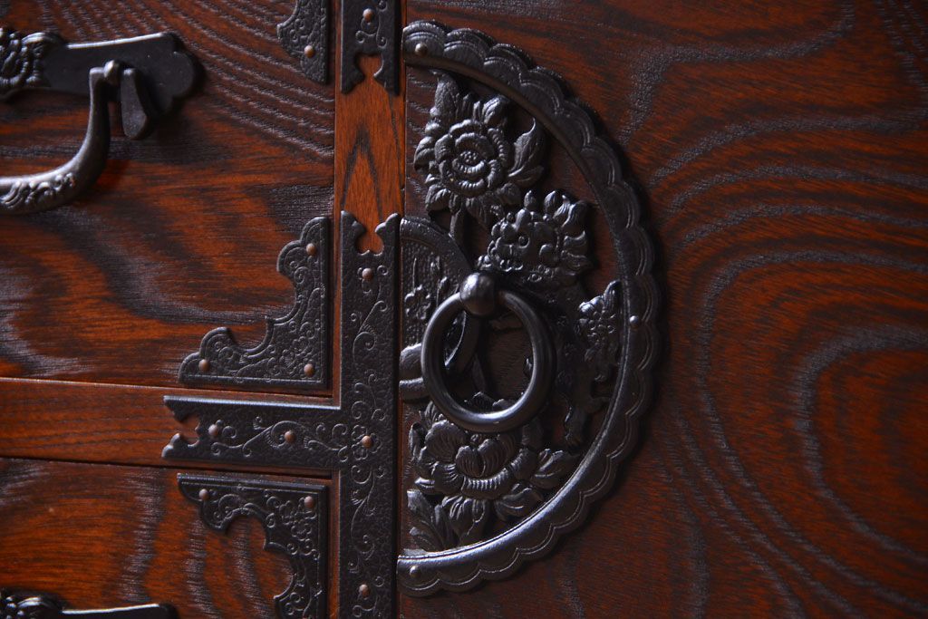 中古　民芸家具　駿河民芸　片開き戸付き箪笥