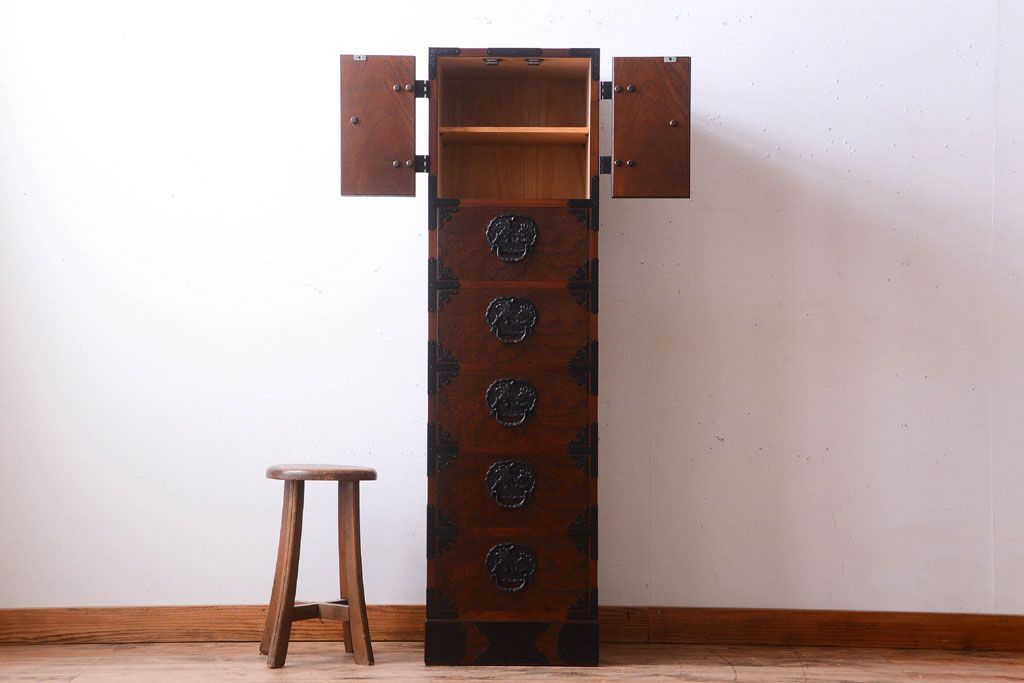 中古　民芸家具　駿河民芸　縦長箪笥