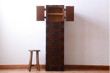 中古　民芸家具　駿河民芸　縦長箪笥