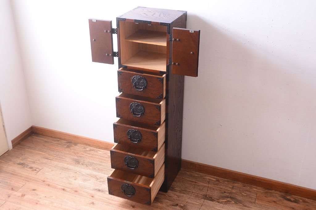 中古　民芸家具　駿河民芸　縦長箪笥