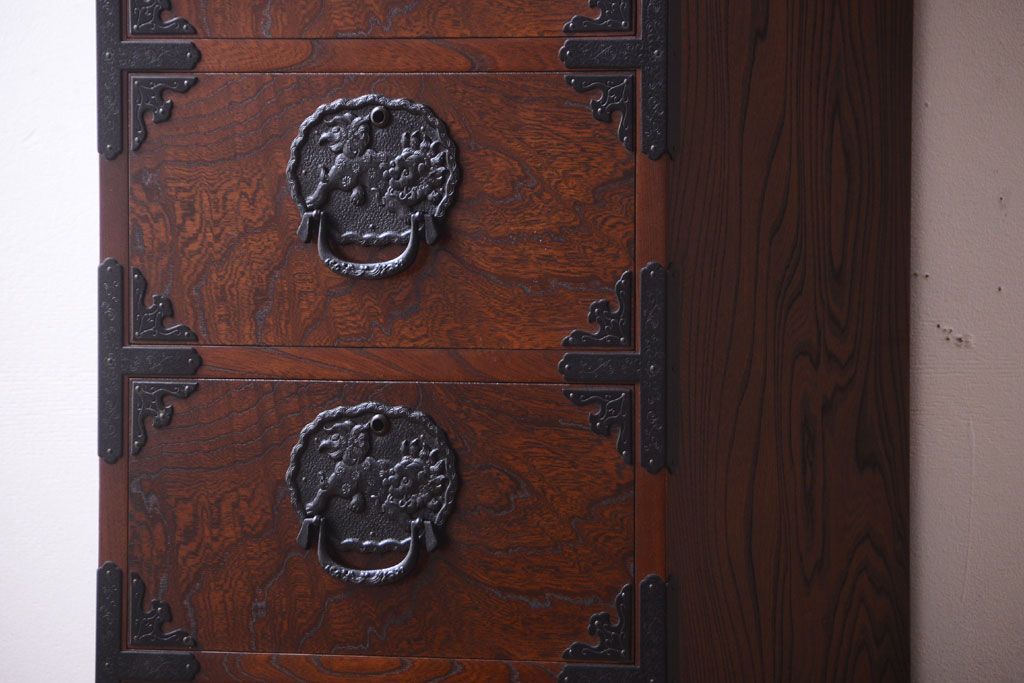 中古　民芸家具　駿河民芸　縦長箪笥