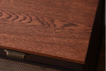 アンティーク家具　アンティークペイント　モールガラス入り!引き出し付きのカウンター収納棚(1)