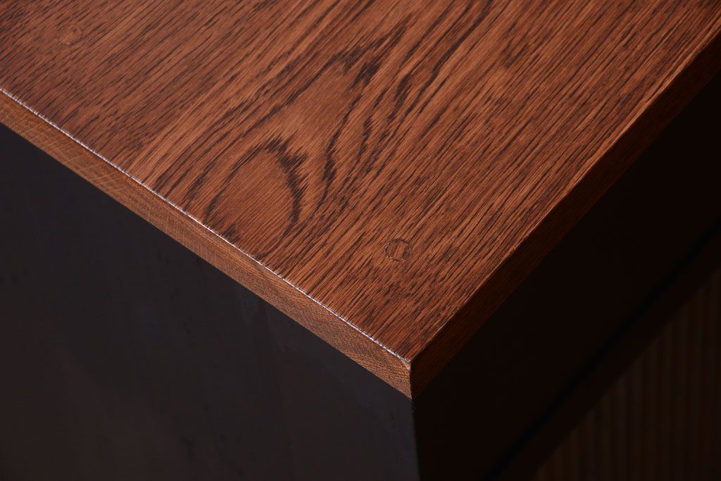 アンティーク家具　アンティークペイント　モールガラス入り!引き出し付きのカウンター収納棚(1)