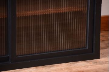 アンティーク家具　アンティークペイント　モールガラス入り!引き出し付きのカウンター収納棚(1)