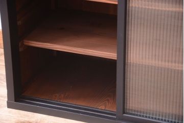 アンティーク家具　アンティークペイント　モールガラス入り!引き出し付きのカウンター収納棚(1)