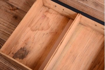 アンティーク家具　アンティークペイント　モールガラス入り!引き出し付きのカウンター収納棚(2)