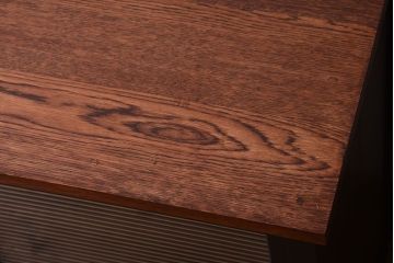 アンティーク家具　アンティークペイント　モールガラス入り!引き出し付きのカウンター収納棚(2)