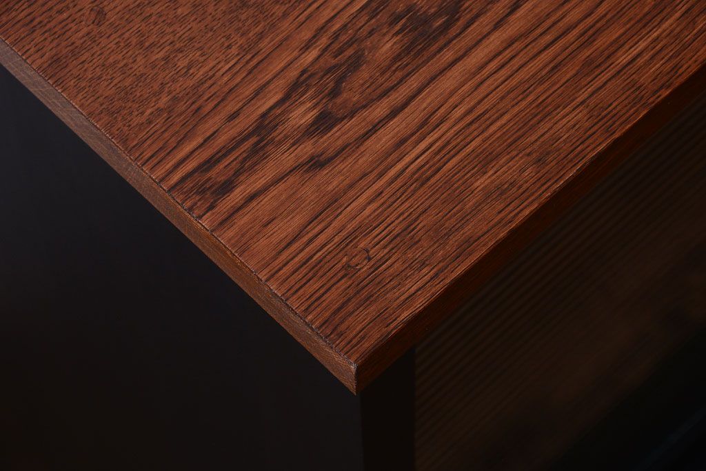 アンティーク家具　アンティークペイント　モールガラス入り!引き出し付きのカウンター収納棚(2)