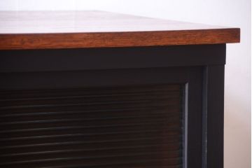 アンティーク家具　アンティークペイント　モールガラス入り!引き出し付きのカウンター収納棚(2)