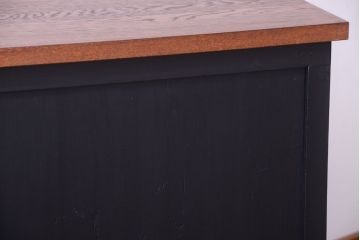 アンティーク家具　アンティークペイント　モールガラス入り!引き出し付きのカウンター収納棚(2)