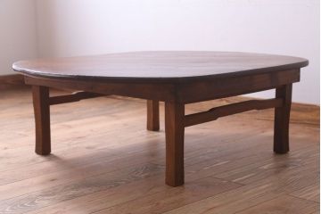 アンティーク家具　アンティーク　古い木のシンプルなオーバル型ちゃぶ台