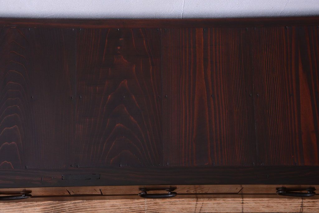 アンティーク家具　古民具・骨董　明治大正期　和モダンスタイル!上品なローボード(水屋箪笥、テレビ台、キャビネット、収納棚)(2)