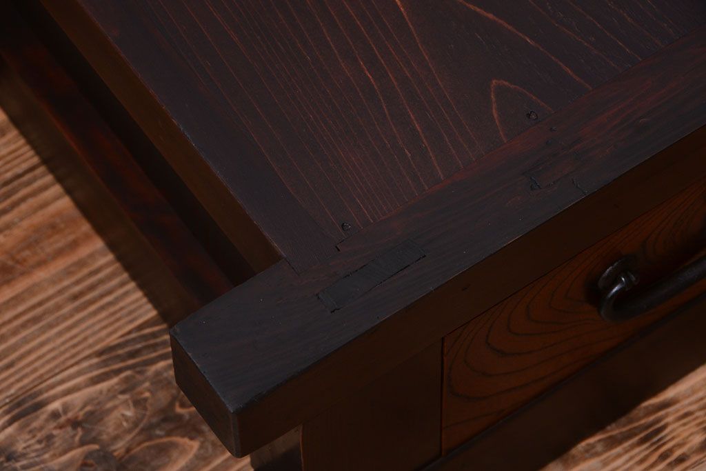 アンティーク家具　古民具・骨董　明治大正期　和モダンスタイル!上品なローボード(水屋箪笥、テレビ台、キャビネット、収納棚)(2)