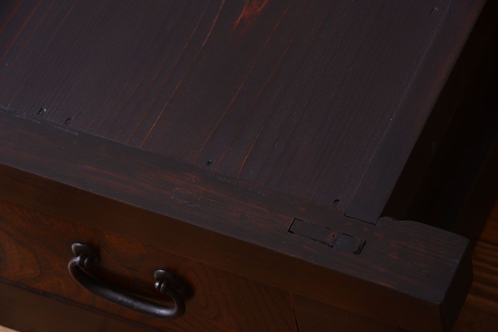 アンティーク家具　古民具・骨董　明治大正期　和モダンスタイル!上品なローボード(水屋箪笥、テレビ台、キャビネット、収納棚)(2)