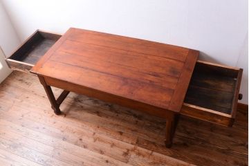 ヴィンテージ家具　海外ビンテージ　ジャンク品　チーク古材製の特大作業台(ダイニングテーブル)