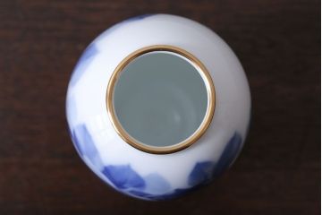 アンティーク雑貨　中古　大倉陶園(おおくらとうえん)　ブルーローズ　15cm　花器