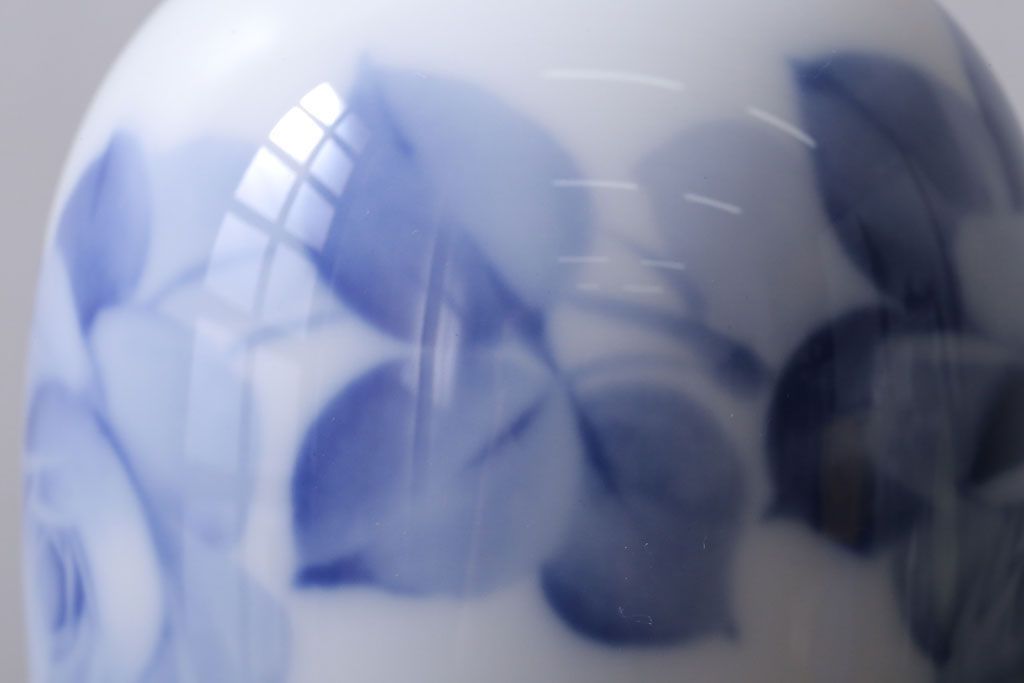 アンティーク雑貨　中古　大倉陶園(おおくらとうえん)　ブルーローズ　15cm　花器