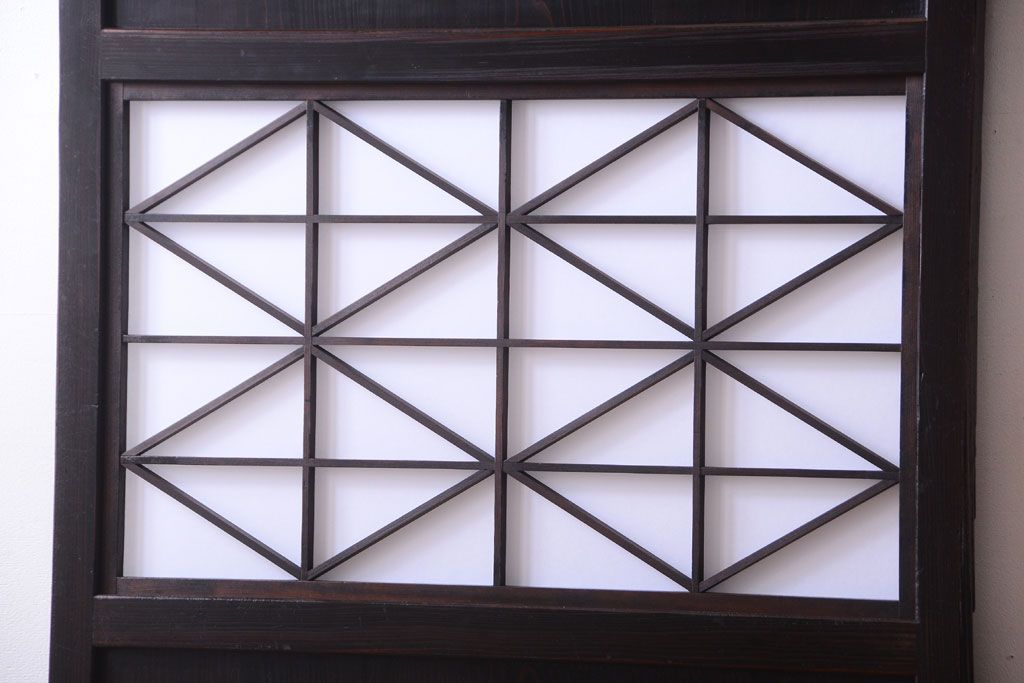 古民具・骨董　和モダンスタイル!古い木の上品な障子戸(ガラス帯戸)