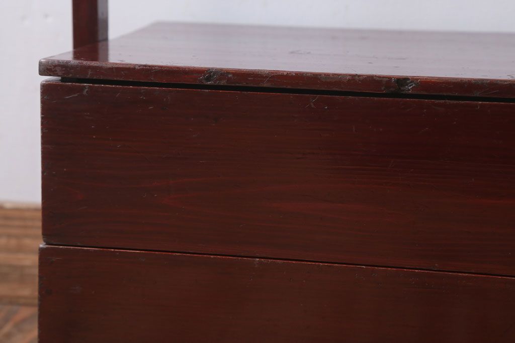 アンティーク雑貨　古民具・骨董　明治　漆塗りの古い岡持ち(2)