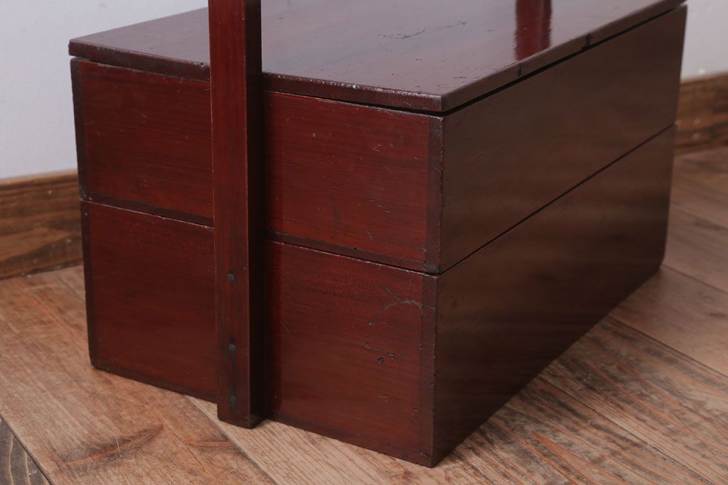 アンティーク雑貨　古民具・骨董　明治　漆塗りの古い岡持ち(2)