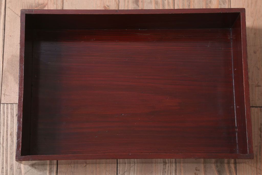 アンティーク雑貨　古民具・骨董　明治　漆塗りの古い岡持ち(2)