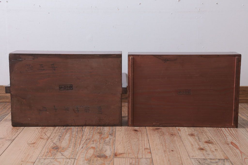 アンティーク雑貨　古民具・骨董　明治　漆塗りの古い岡持ち(2)