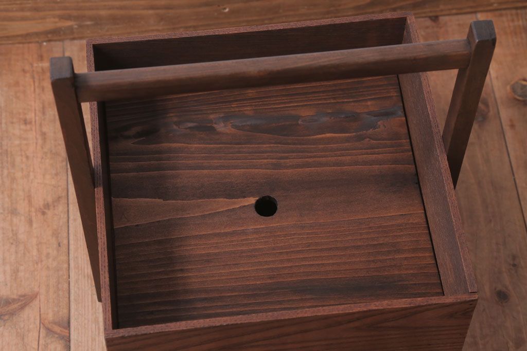 アンティーク雑貨　古民具・骨董　大正　古い木の岡持ち