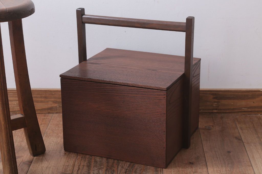 アンティーク雑貨　古民具・骨董　大正　古い木の岡持ち