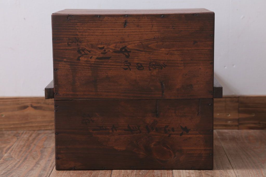 アンティーク雑貨　古民具・骨董　大正　古い木の岡持ち