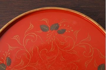 アンティーク雑貨　和製アンティーク　昭和初期　輪島朱塗　木製丸盆　2枚セット(1)