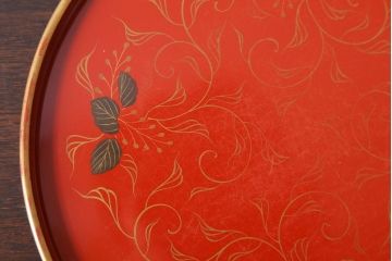 アンティーク雑貨　和製アンティーク　昭和初期　輪島朱塗　木製丸盆　2枚セット(1)