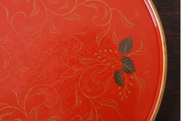 アンティーク雑貨　和製アンティーク　昭和初期　輪島朱塗　木製丸盆　2枚セット(1)