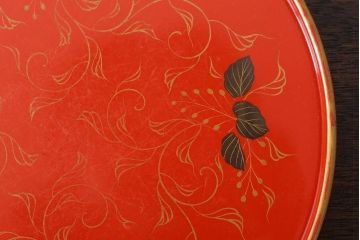 アンティーク雑貨　和製アンティーク　昭和初期　輪島朱塗　木製丸盆　2枚セット(1)