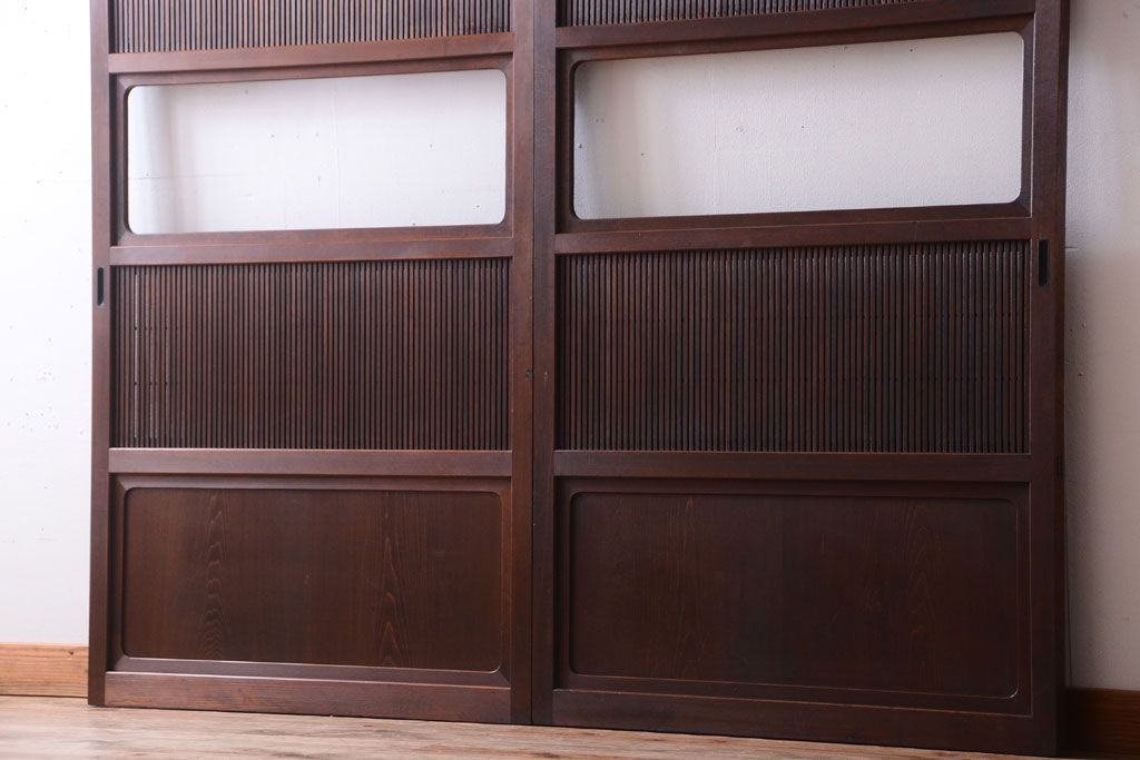 古民具・骨董　高級品　ガラス帯の万本格子戸