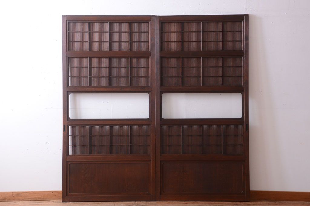 古民具・骨董　高級品　ガラス帯の万本格子戸