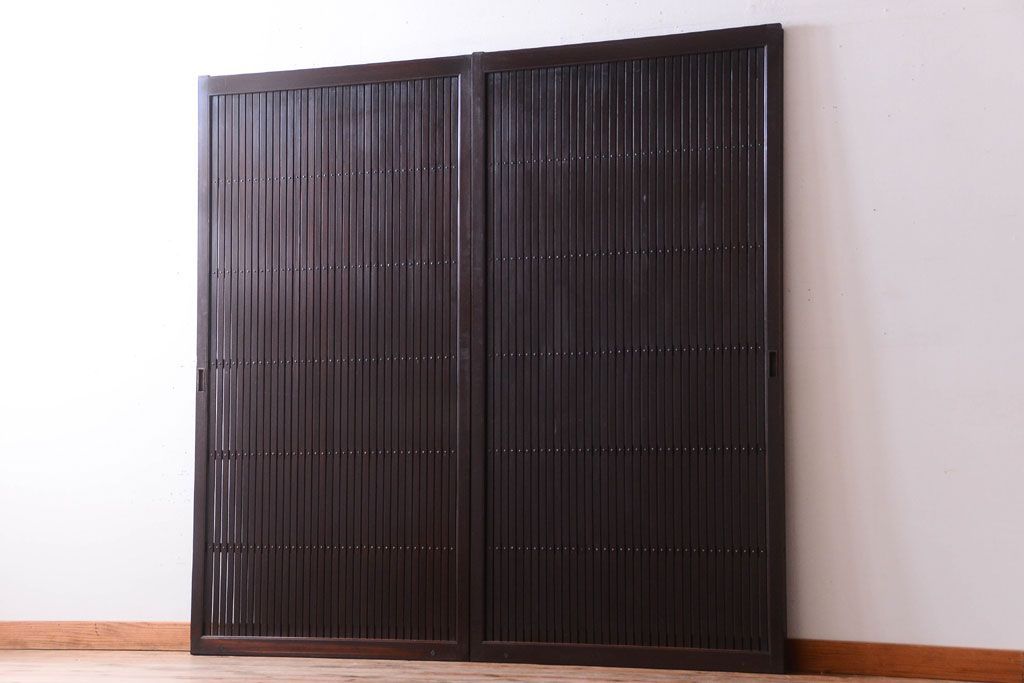 古民具・骨董　明治〜大正　アンティーク格子戸2枚セット