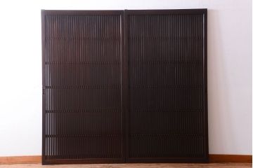 古民具・骨董　明治〜大正　アンティーク格子戸2枚セット