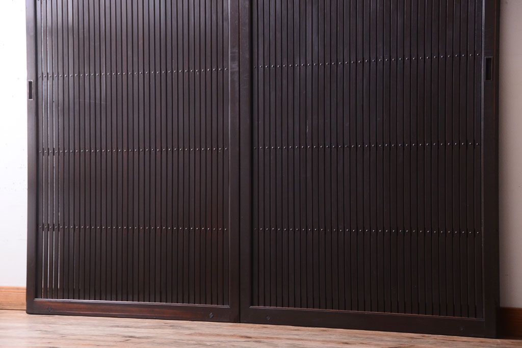 古民具・骨董　明治〜大正　アンティーク格子戸2枚セット