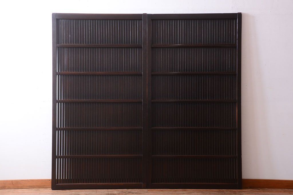 古民具・骨董　明治〜大正　アンティーク格子戸2枚セット