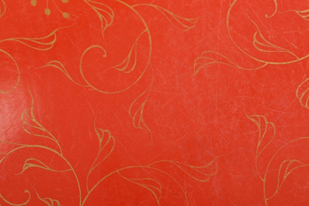 アンティーク雑貨　和製アンティーク　昭和初期　輪島朱塗　木製丸盆　2枚セット(2)