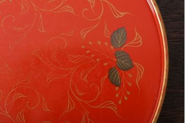 アンティーク雑貨　和製アンティーク　昭和初期　輪島朱塗　木製丸盆　2枚セット(2)