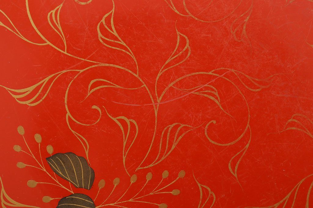 アンティーク雑貨　和製アンティーク　昭和初期　輪島朱塗　木製丸盆　2枚セット(2)