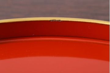 アンティーク雑貨　和製アンティーク　昭和初期　朱塗木製丸盆　2枚セット