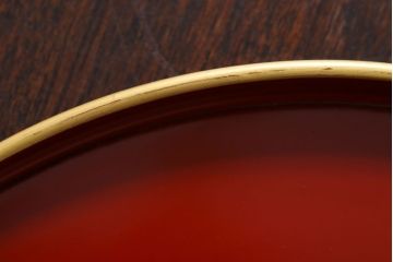 アンティーク雑貨　和製アンティーク　昭和初期　朱塗木製丸盆　2枚セット