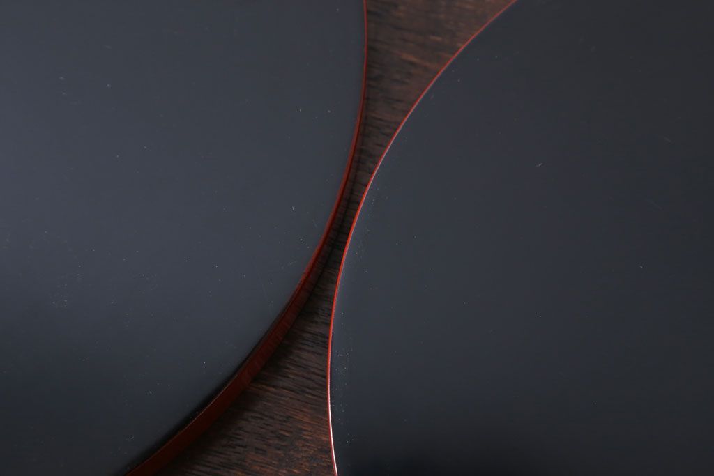 アンティーク雑貨　和製アンティーク　昭和初期　朱塗木製丸盆　2枚セット