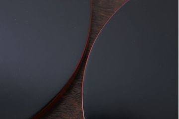 アンティーク雑貨　和製アンティーク　昭和初期　朱塗木製丸盆　2枚セット