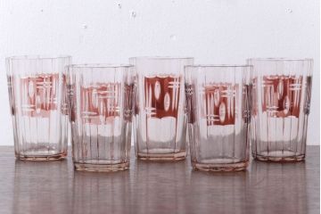 アンティーク雑貨　アンティーク　昭和初期　切子コップ　5個セット(ガラス・氷コップ)